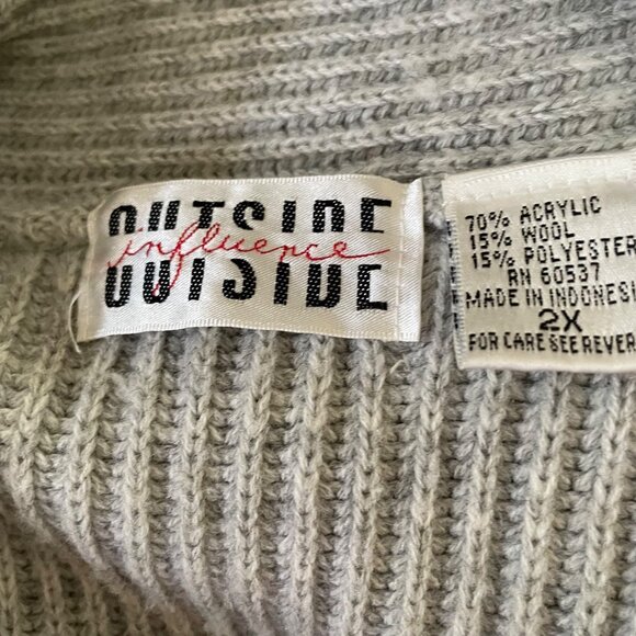 Outside Influence Gray Ribbed Knit Cardigan Sweater Pockets Plus Size 2X u - Picture 6 of 12